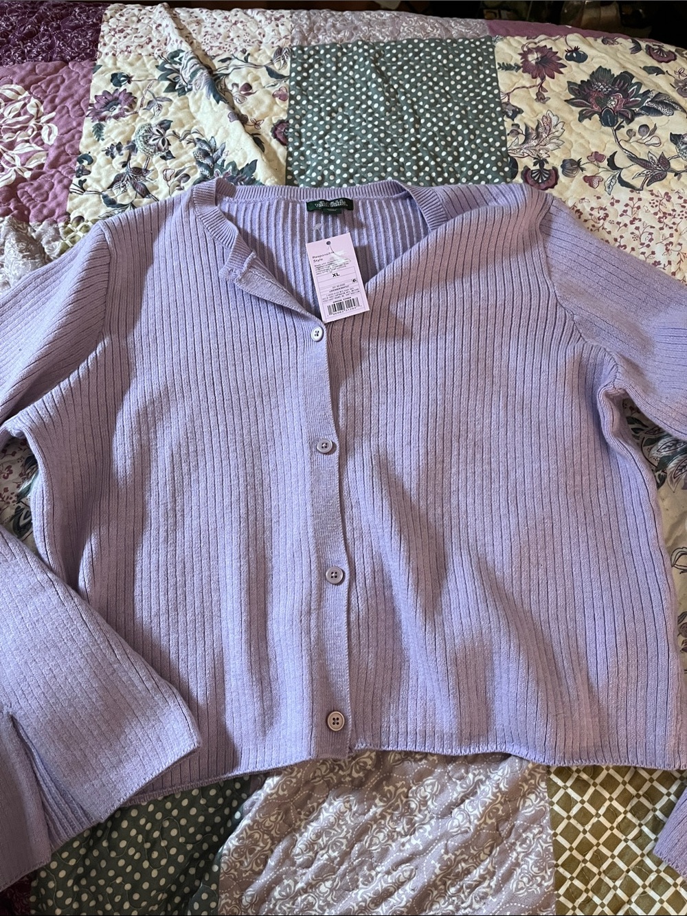 Target Lavender Ribbed Button-Front Cardigan - Women